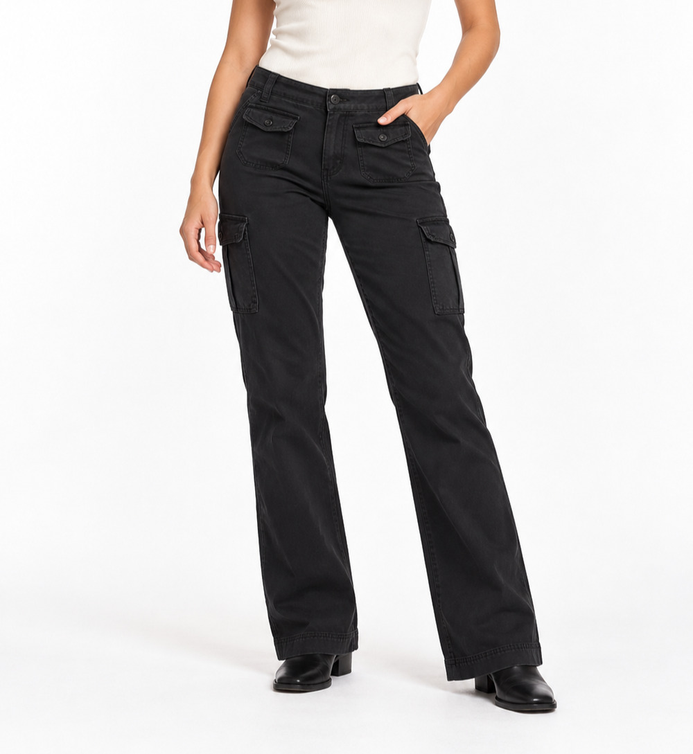 Banana Republic Martin Fit Cargo Pants Womens 8 Black Stretch Cotton Bootcut